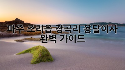 파주 조리읍 장곡리 용달이사 완벽 가이드